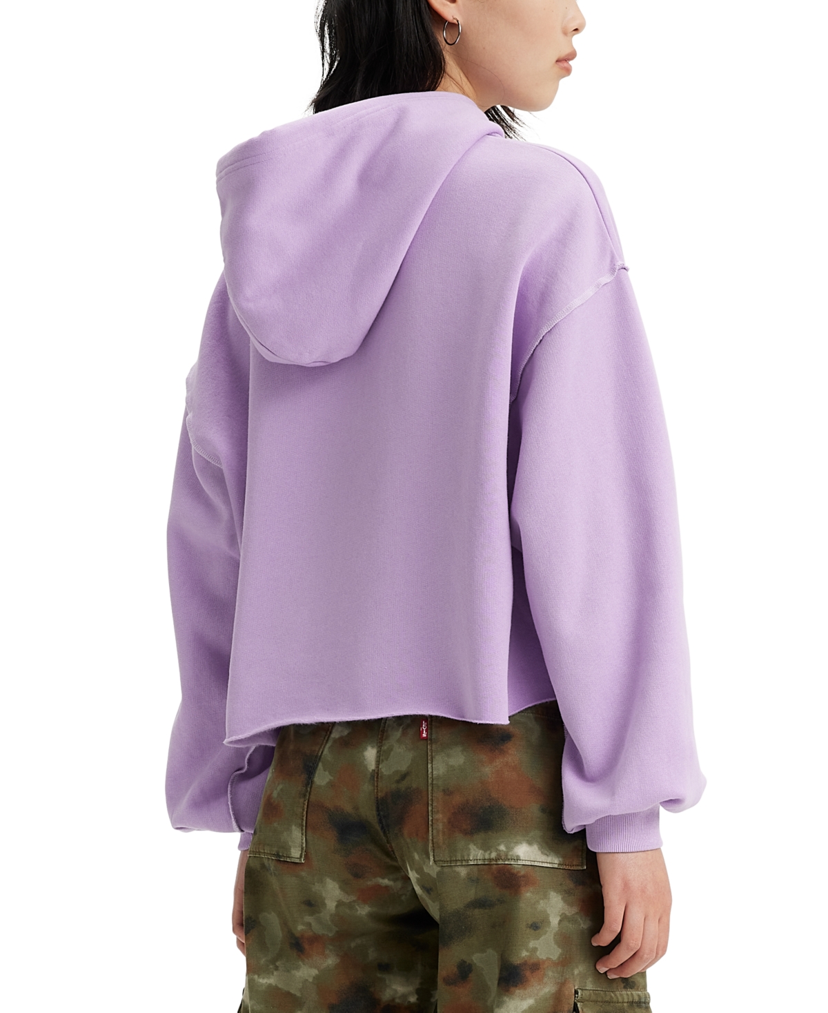 Shop Levi's Women's Palo Alto Blouson-sleeve Cropped Hoodie In Purple Rose
