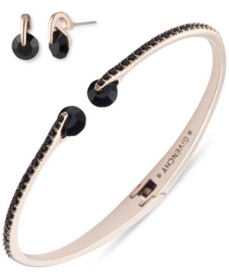 Givenchy - Gold-Tone 2-Pc. Set Red Floating Glass Stone Bangle Bracelet & Stud Earrings