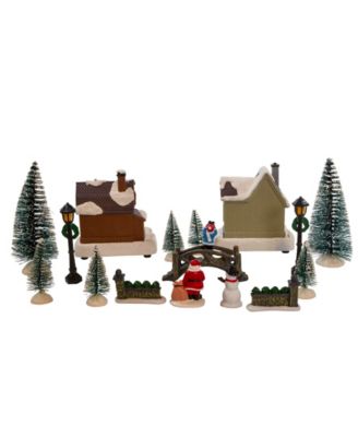 5" Battery Operated Lit Christmas Village 17 Piece Set