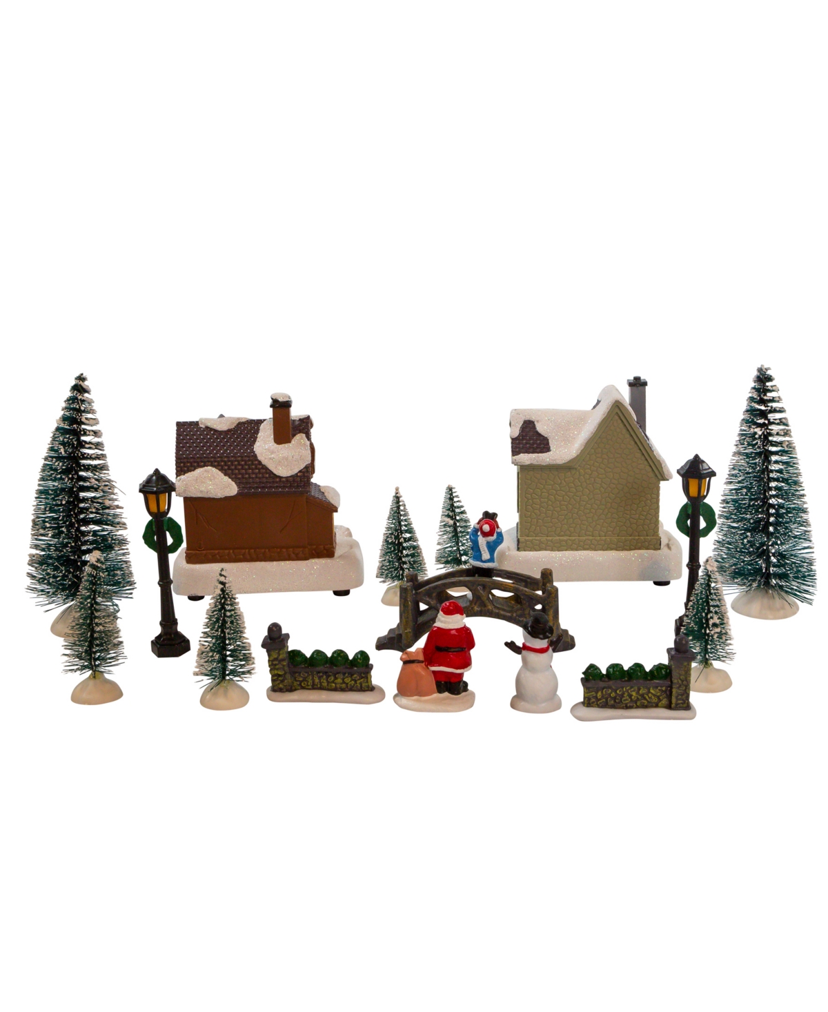 Kurt Adler 5" Battery Operated Lit Christmas Village 17 Piece Set