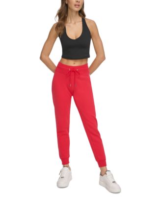 DKNY Women's Sport Velour Logo Print Joggers Black Size XS