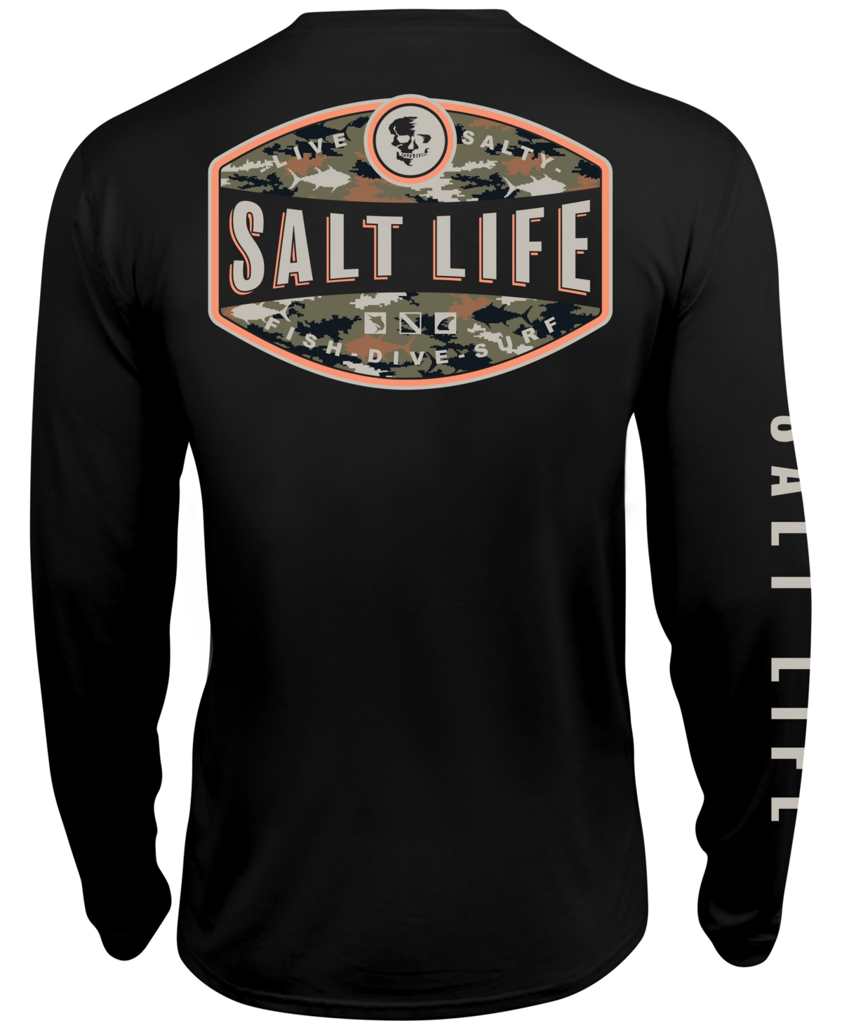 Men's Aquatic Life Long-Sleeve Logo Graphic Performance T-Shirt - Black