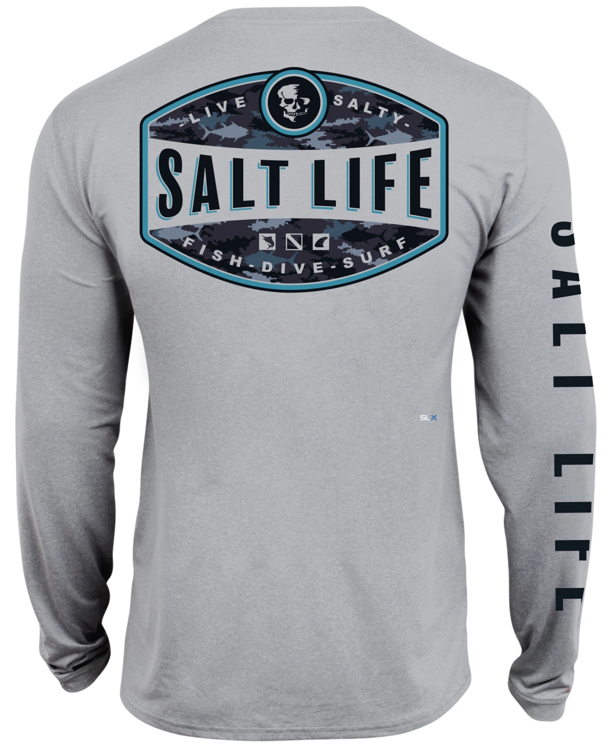Salt Life Men's Aquatic Life Long-sleeve Logo Graphic Performance T-shirt In Mist Grey Heather