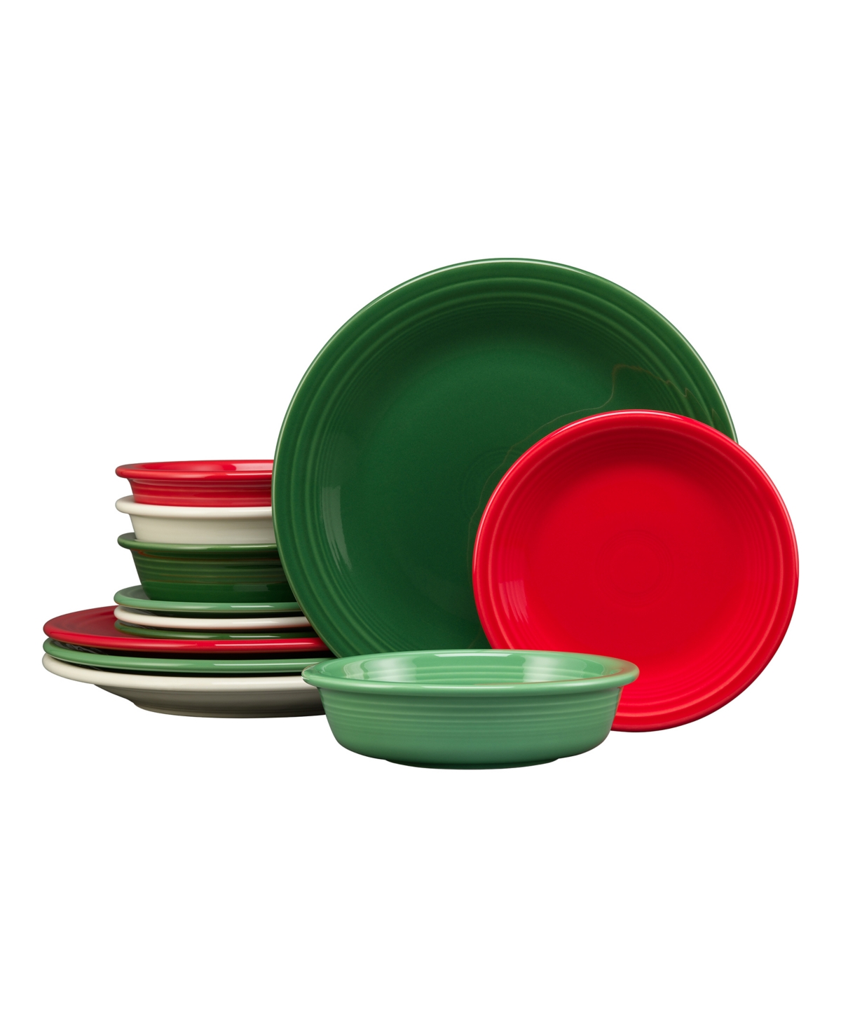 Christmas Mixed Colors 12-Pc Classic Dinnerware Set, Service for 4 - Mixed Chri