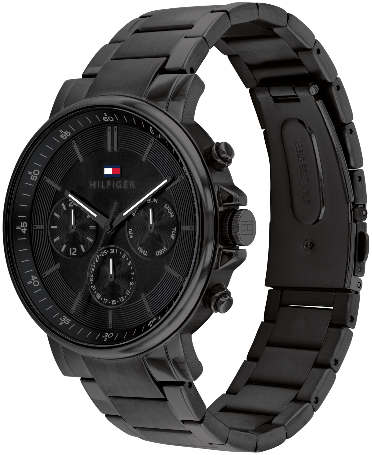 Shop Tommy Hilfiger Men's Multifunction Black Stainless Steel Watch 43mm