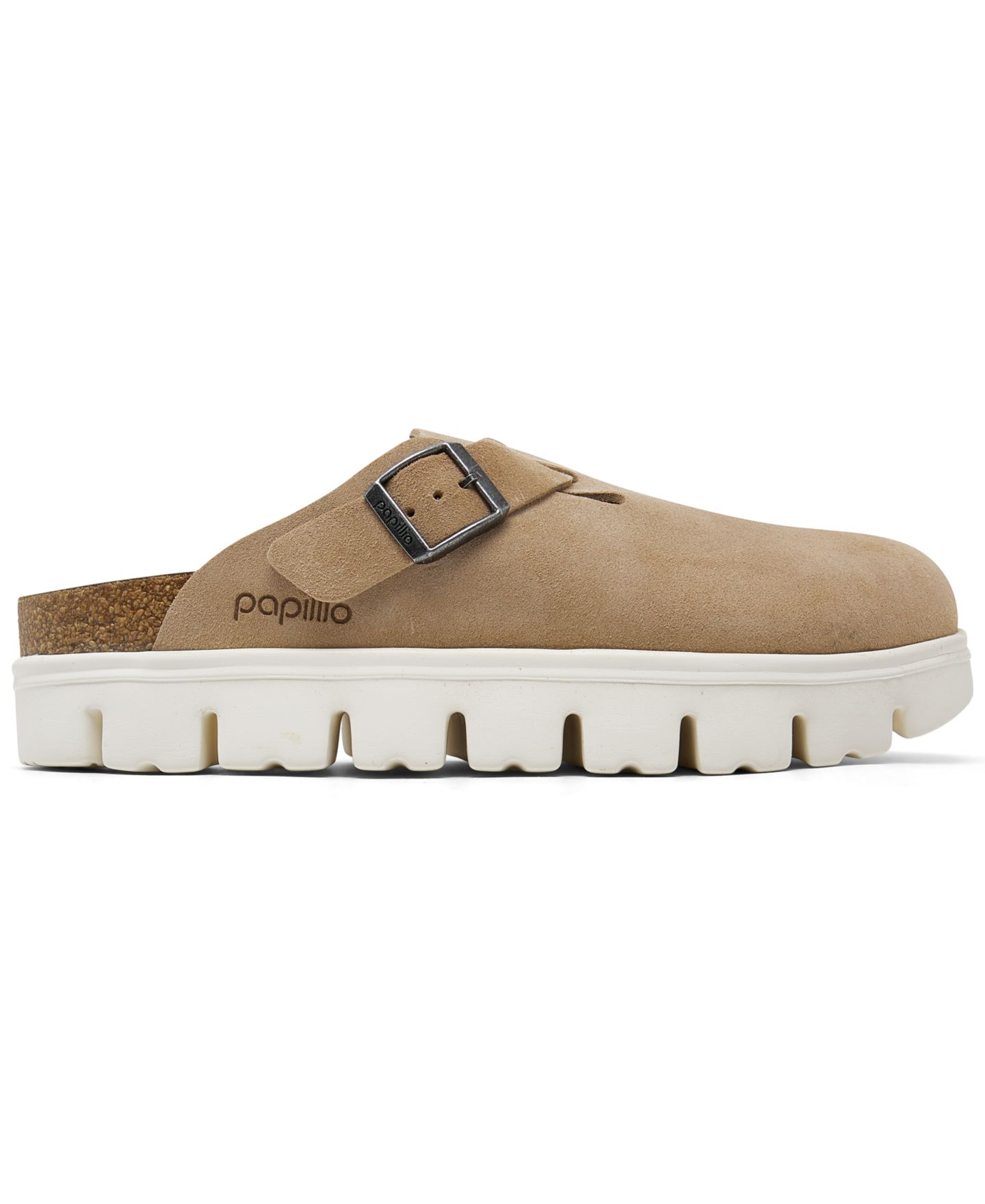 Женские сабо Birkenstock Boston Chunky Suede Platform Clog, цвет: Бежевый — фото 2