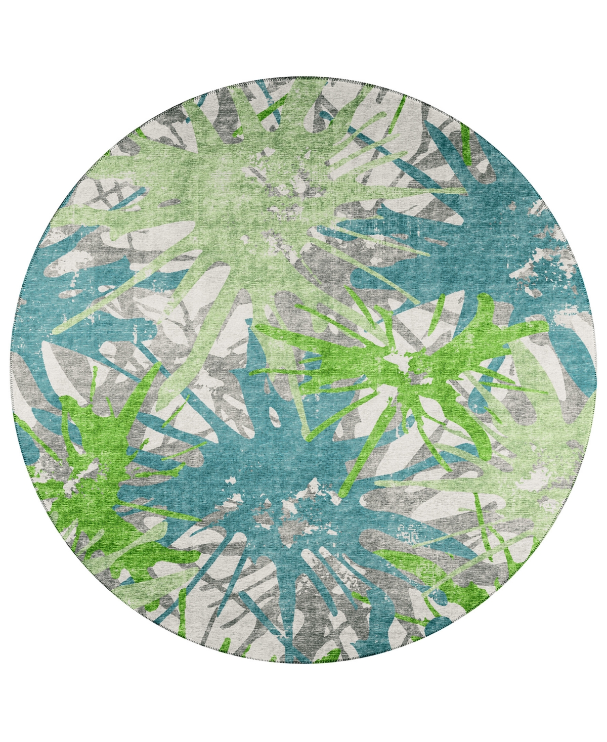 Addison Bravado Outdoor Washable ABV36 8' x 8' Round Area Rug - Green