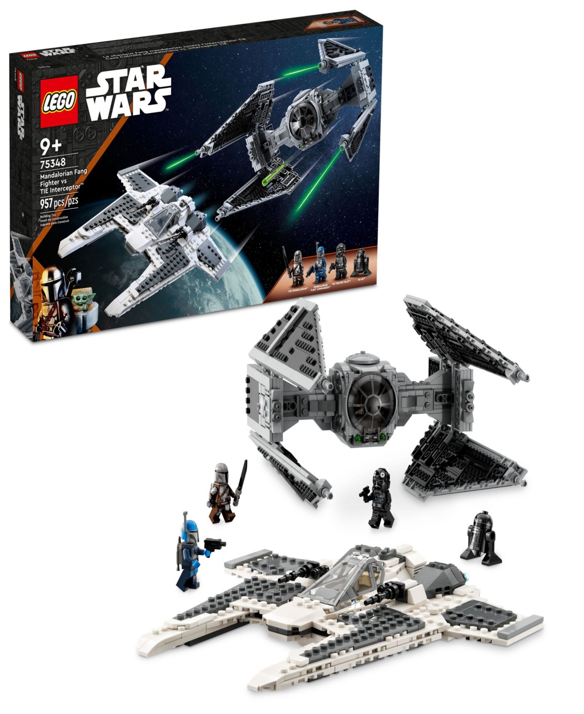 Lego Kids' Star Wars 75348 Mandalorian Fang Fighter Vs. Tie Interceptor Toy Building Set With The Mandalorian, In Multicolor