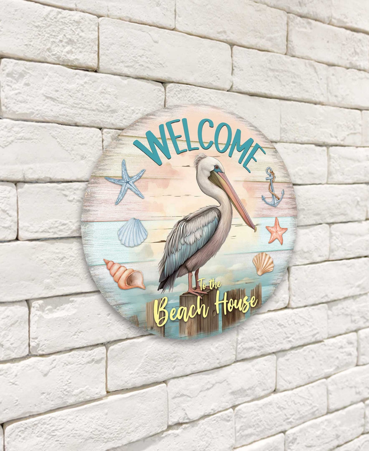 Designocracy Holiday Wooden Door Decor Welcome Sign Pelican Welcome Sign G. DeBrekht