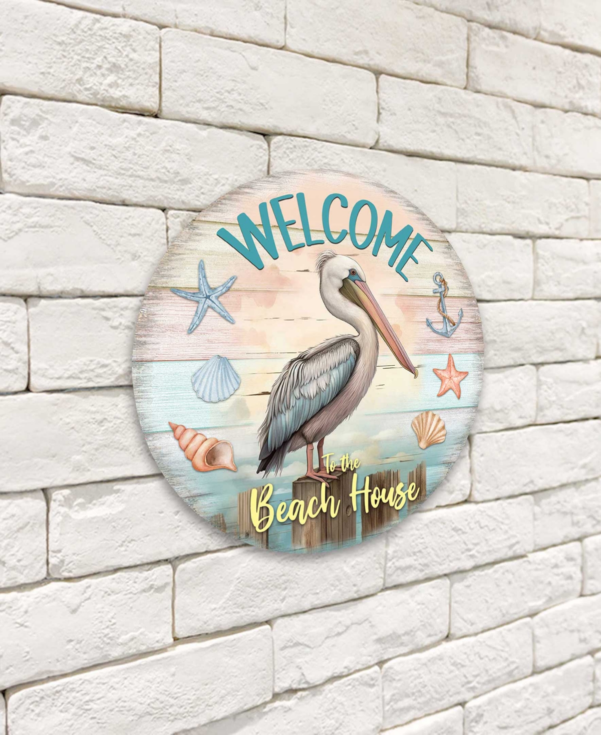 Shop Designocracy Holiday Wooden Door Decor Welcome Sign Pelican Welcome Sign G. Debrekht In Multi Color