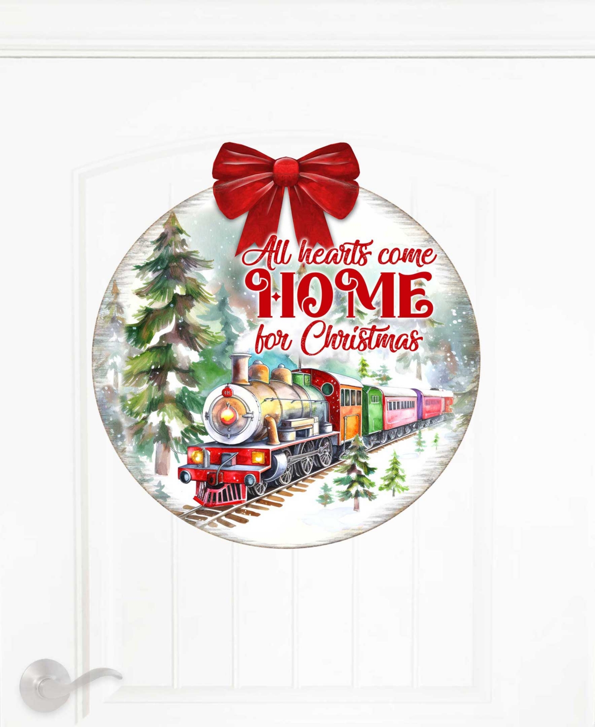 Shop Designocracy All Hearts Come Home For Christmas Wooden Door Decor Welcome Sign G. Debrekht In Multi Color
