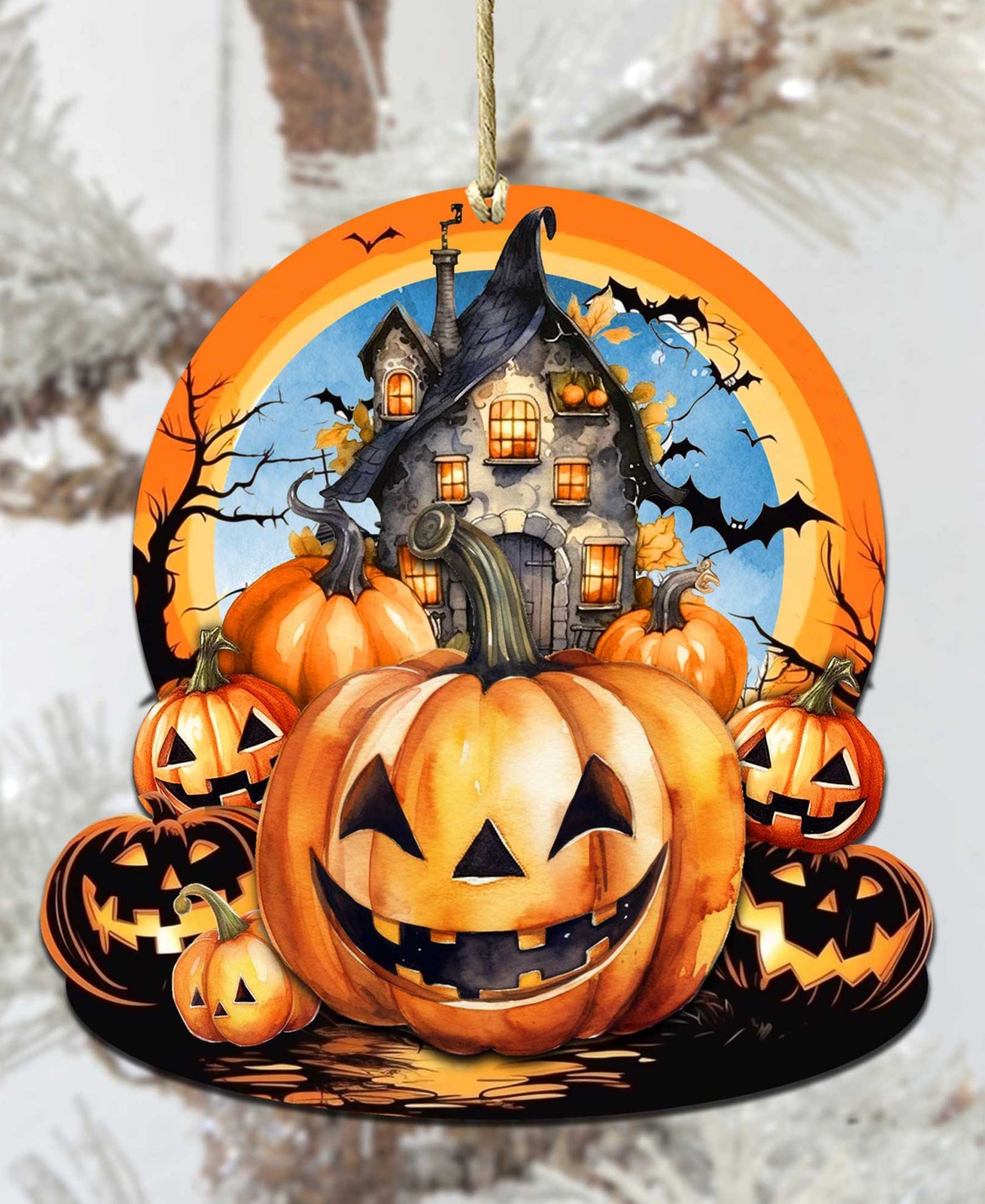 Designocracy Holiday Wooden Ornaments Haunted House Home Decor G. Debrekht In Multi Color