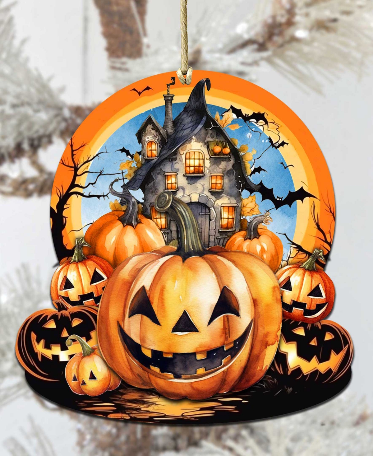 Shop Designocracy Holiday Wooden Ornaments Haunted House Home Decor G. Debrekht In Multi Color