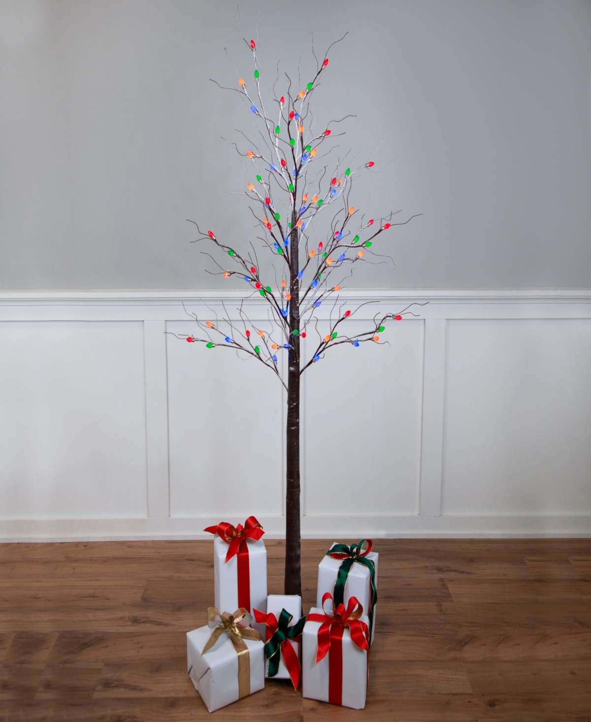Northlight 6' Light Emitting Diode (led) Lighted Frosted Christmas Twig Tree Lights In Brown