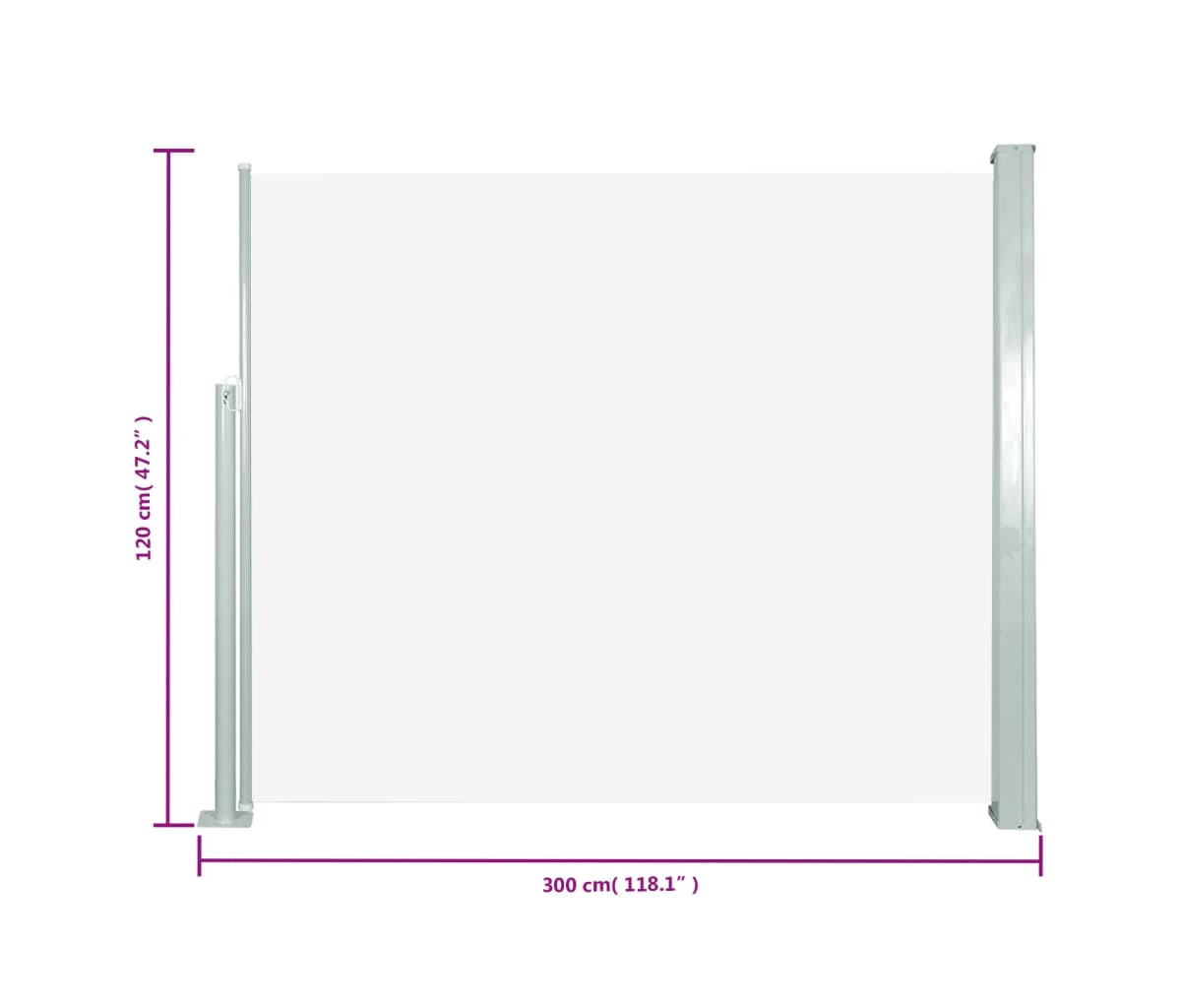 vidaXL Retractable Side Awning Cream