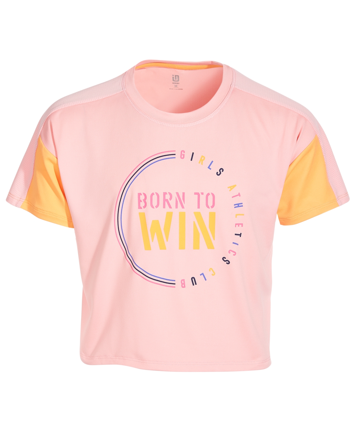 Id Ideology Kids' Big Girls 'born To Win' Short-sleeve Cropped T-shirt, Created For Macy's In Pink Icing