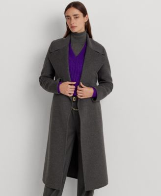 로렌 랄프로렌 Lauren Ralph Lauren Womens Belted Wool-Blend Wrap Coat,Modern Grey Heather