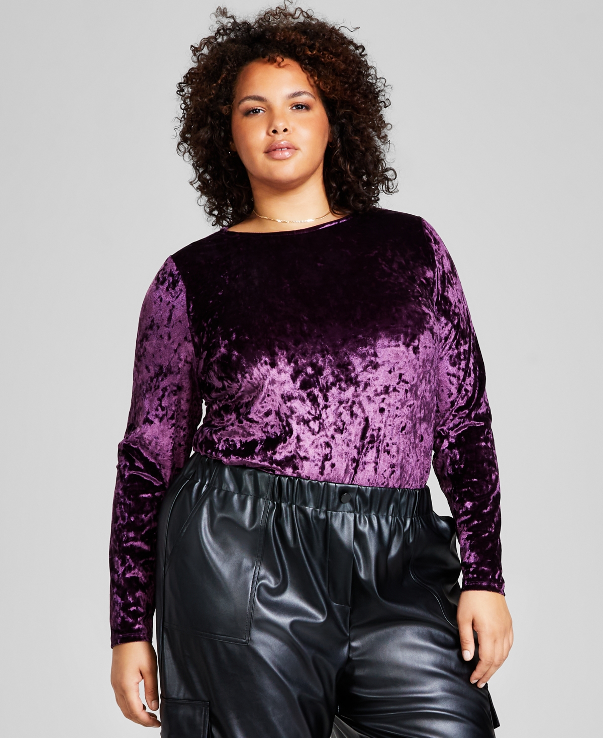And Now This Plus Size Velvet Top In Blackberry