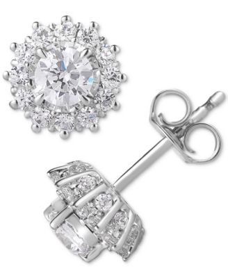Macy's Diamond Halo Stud Earrings Collection In 14k White Gold