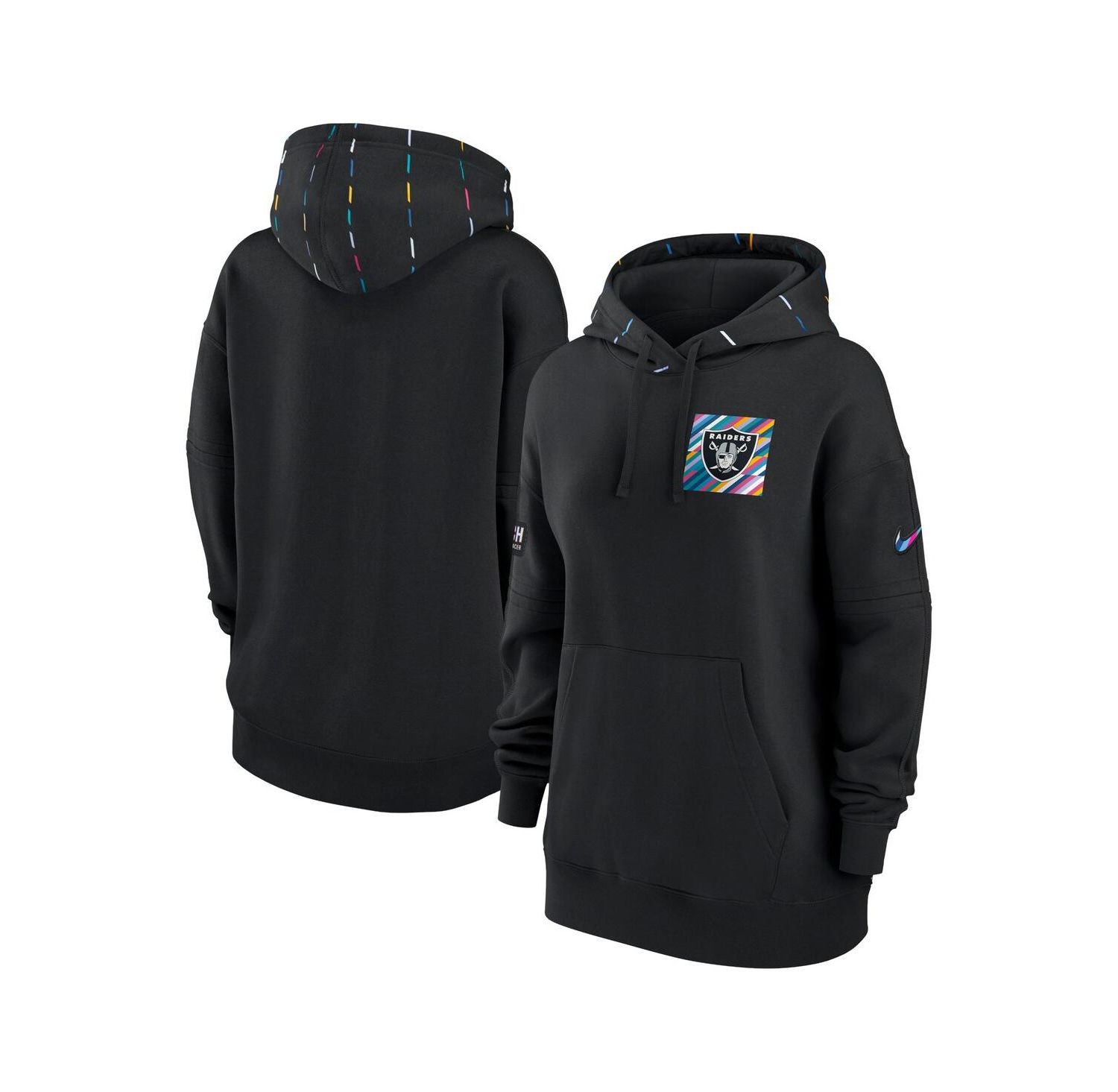 Women's Black Las Vegas Raiders 2023 NFL Crucial Catch Club Pullover Hoodie