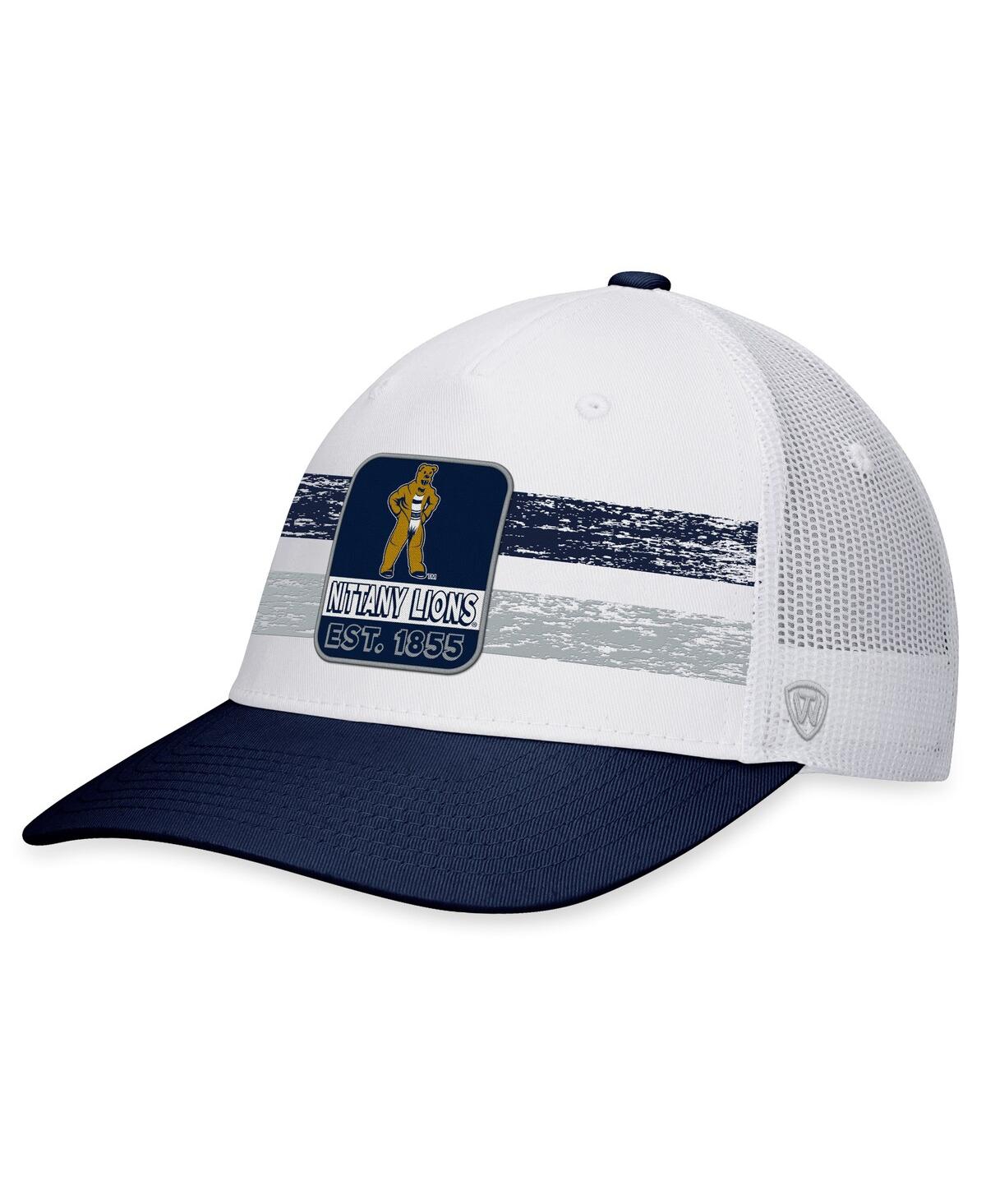 Shop Top Of The World Men's  White, Navy Penn State Nittany Lions Retro Fade Snapback Hat In White,navy