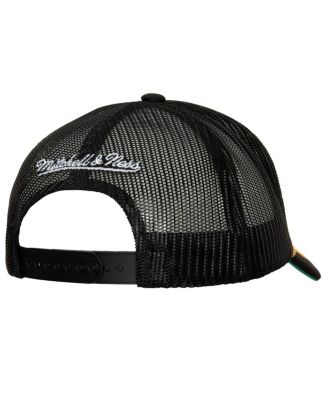 Men's Black Brooklyn Nets Hardwood Classics Gold Leaf Mesh Trucker Snapback Hat