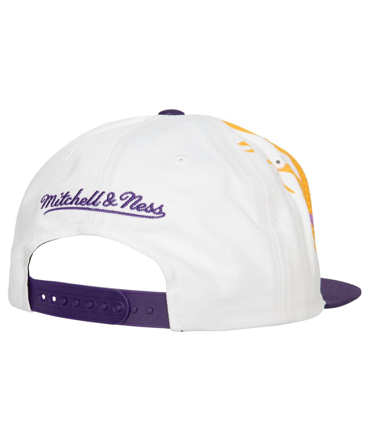 Mitchell & Ness Men's  White Los Angeles Lakers Hot Fire Snapback Hat In White