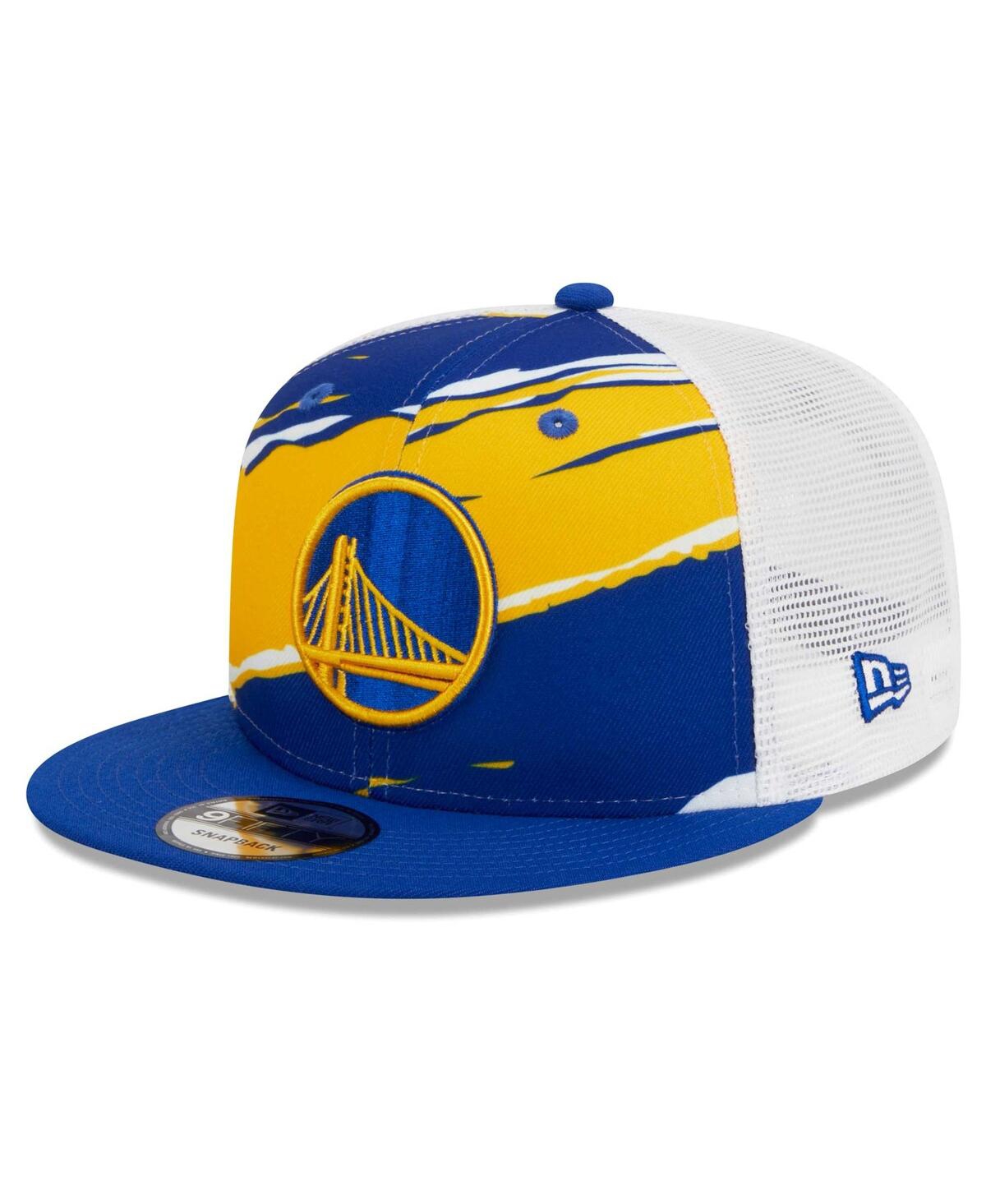 Shop New Era Men's  Royal, White Golden State Warriors Tear Trucker 9fifty Adjustable Hat In Royal,white