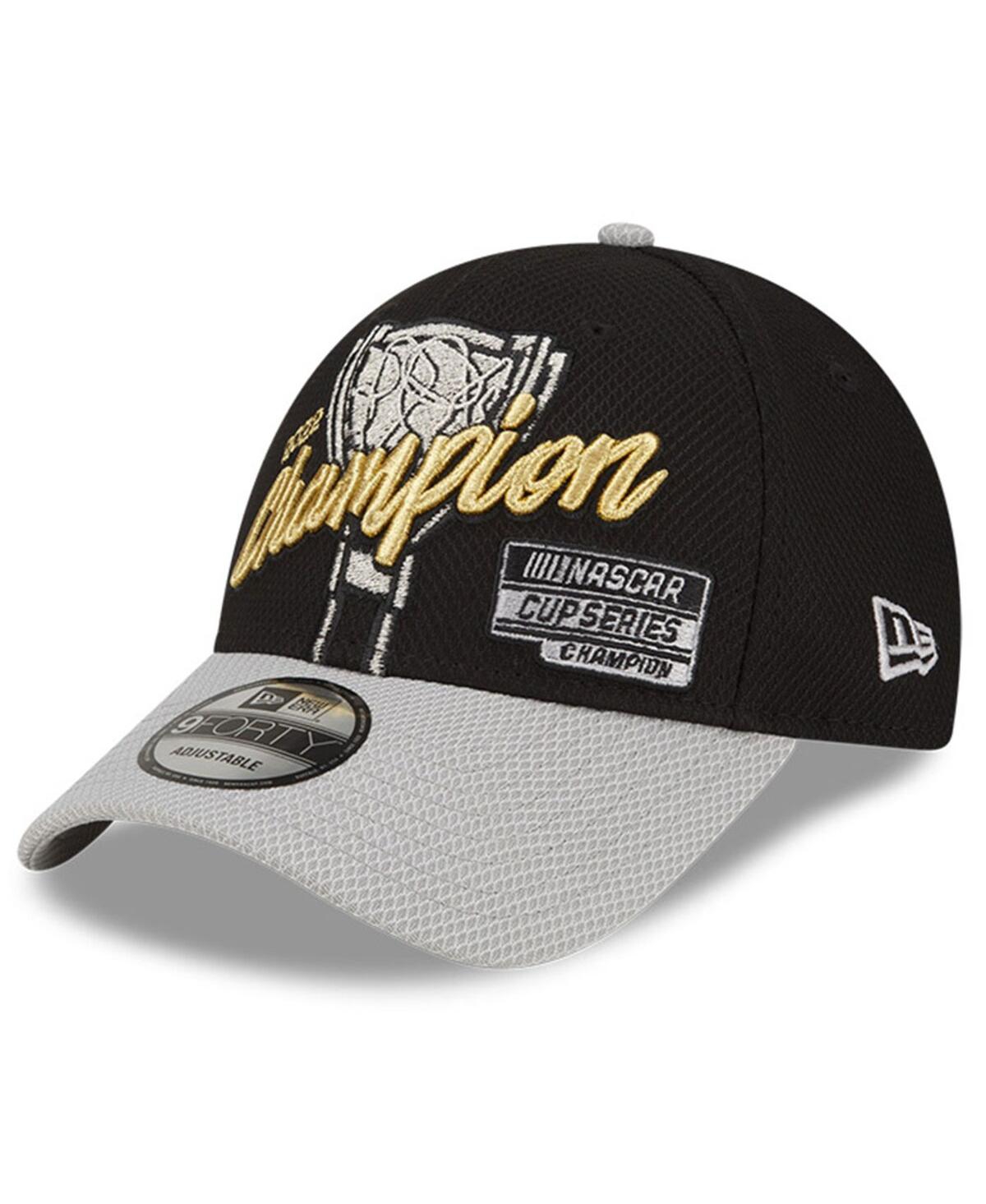 New Era Men's  Black, Gray Joey Logano 2022 Nascar Cup Series Champion Victory Lane 9forty Adjustable In Black,gray