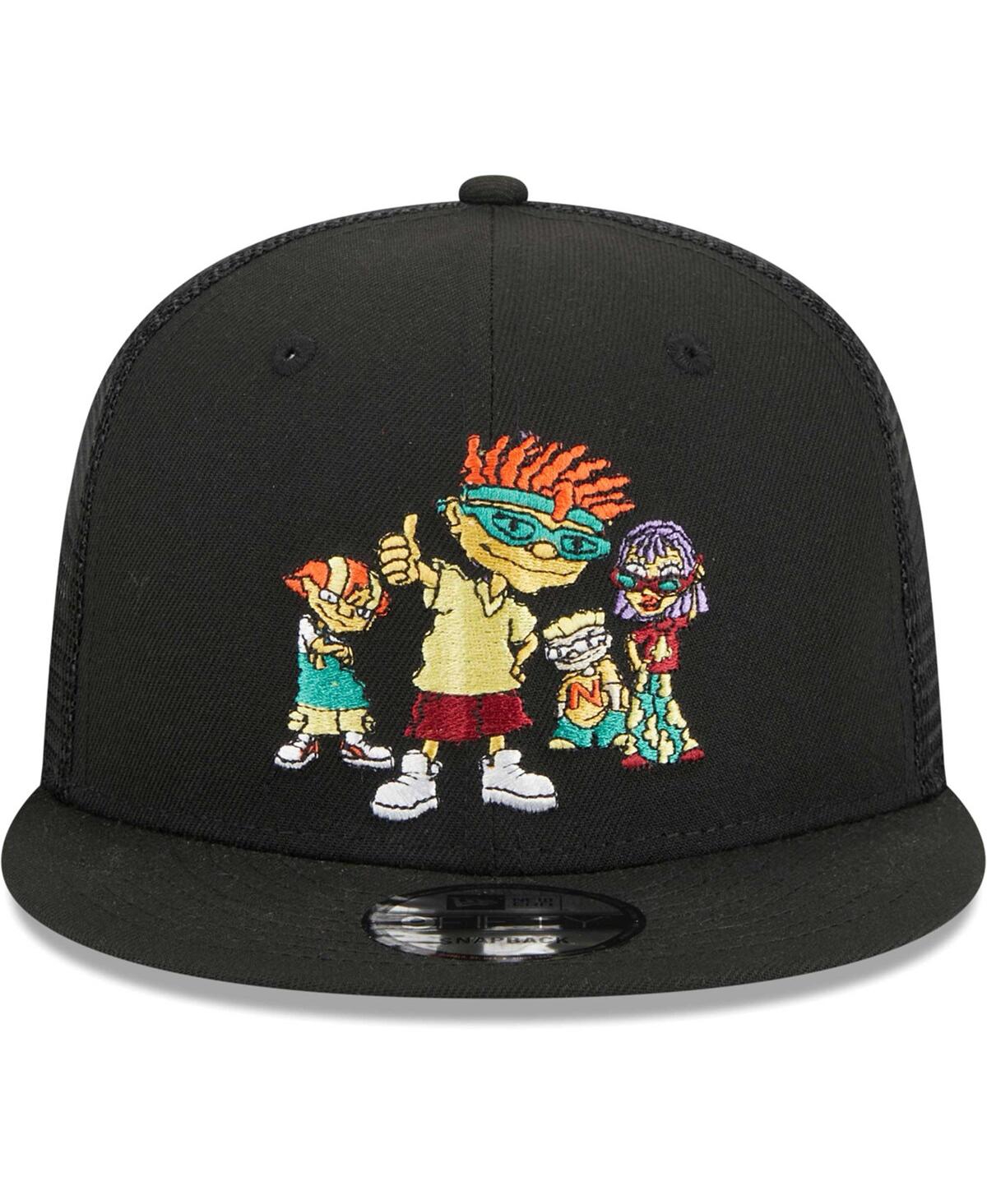 NEW ERA MEN'S NEW ERA BLACK ROCKET POWER TRUCKER 9FIFTY SNAPBACK HAT 