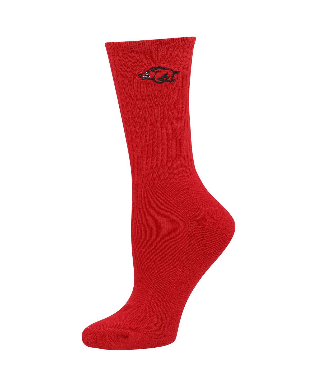 ZOOZATZ WOMEN'S ZOOZATZ CARDINAL, WHITE ARKANSAS RAZORBACKS 2-PACK QUARTER-LENGTH SOCKS 