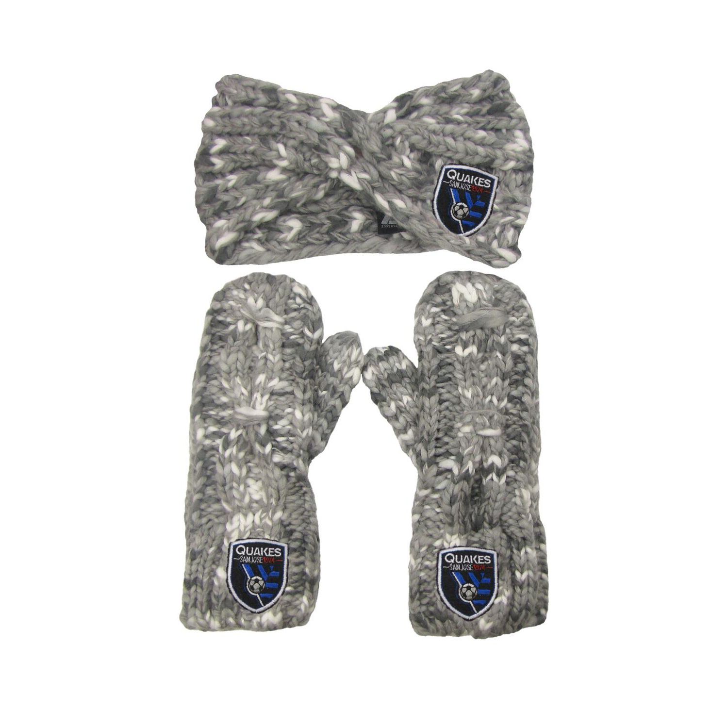 Women's Gray San Jose Earthquakes Marled Headband and Mittens Set