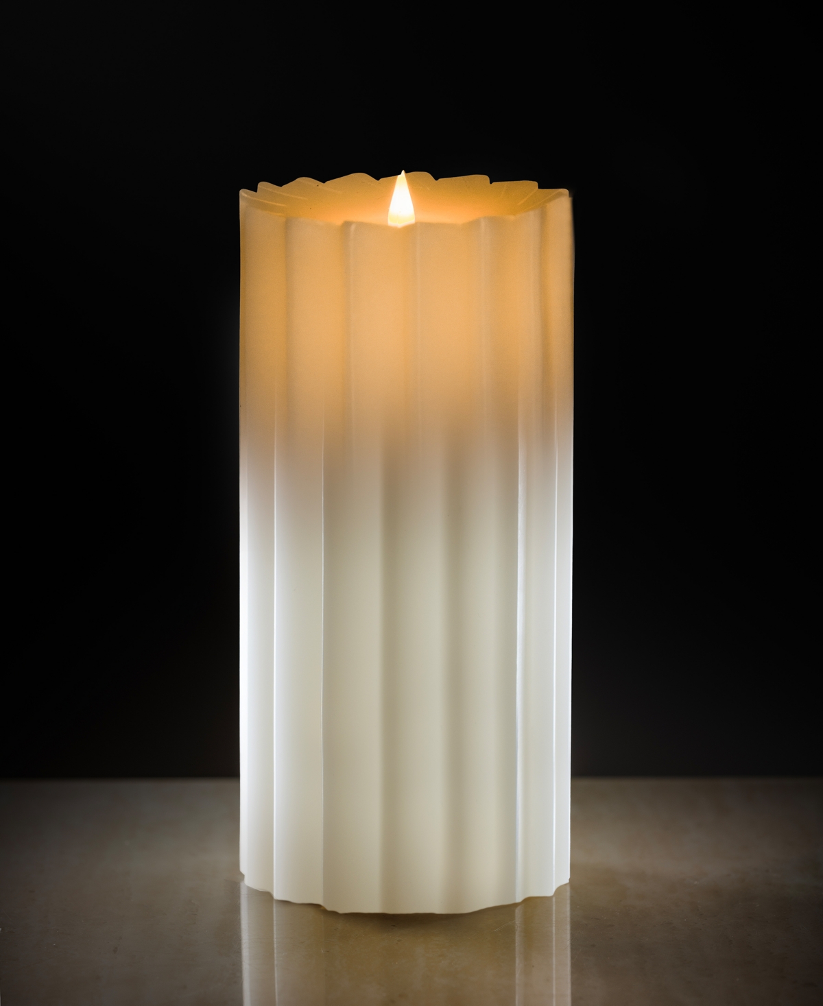 Shop Seasonal Sutton Fluted Motion Flameless Candle 5 X 7 In White