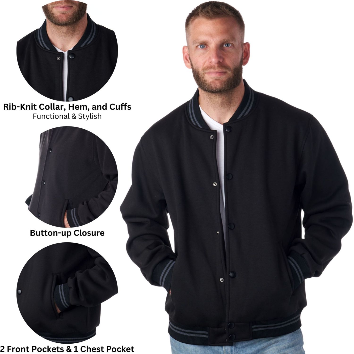 Men's Tyler Varsity Baseball Jacket Casual Letterman Bomber Jacket