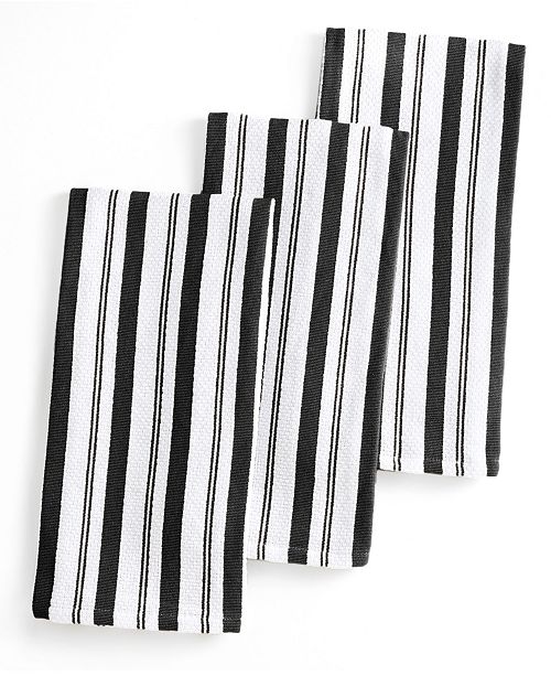 Martha Stewart Collection Set Of 3 Basketweave Black Striped