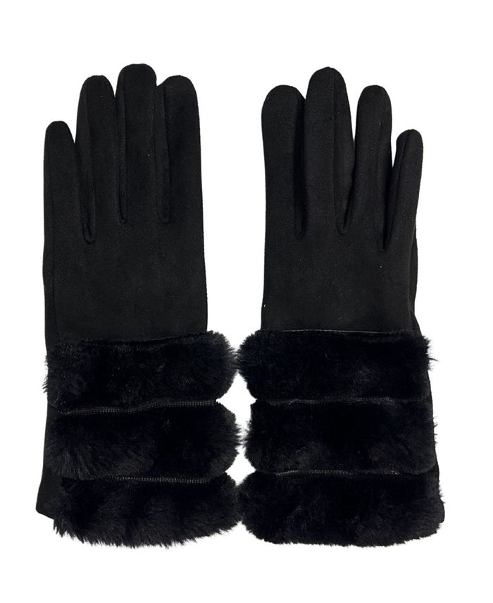 Marcus Adler Faux Fur Cuff Faux Suede Touchscreen Glove - Macy's