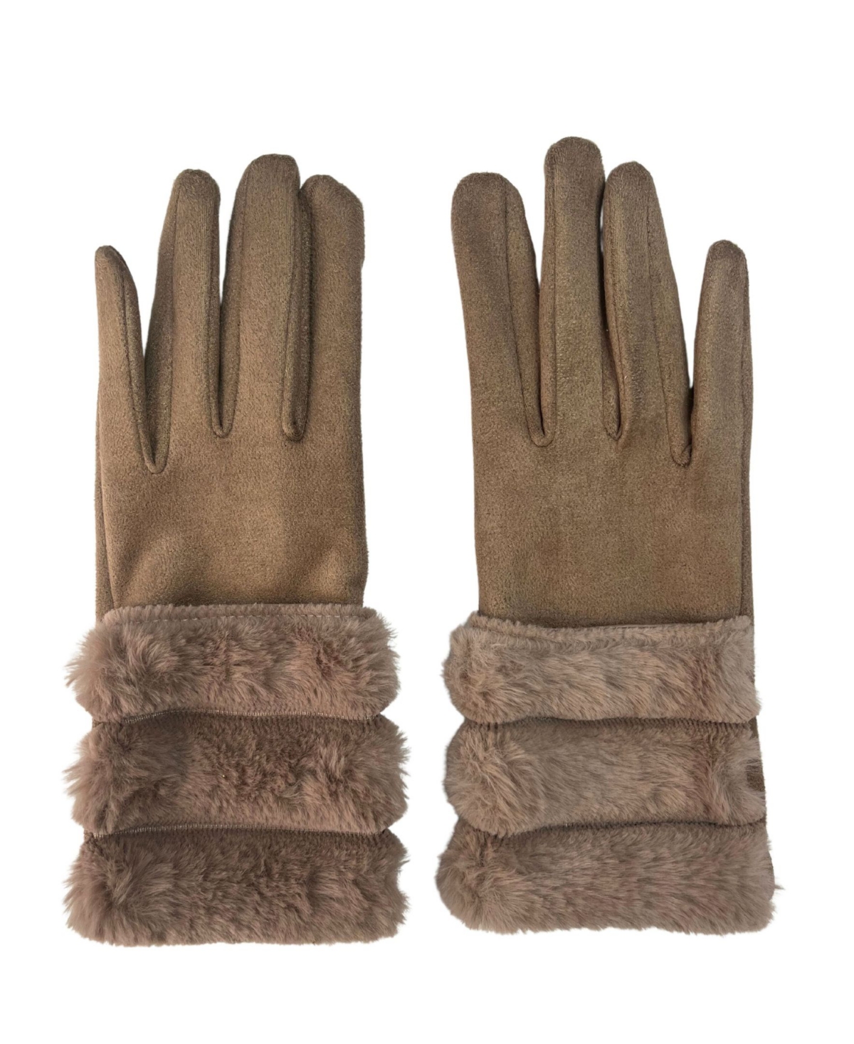 Marcus Adler Faux Fur Cuff Faux Suede Touchscreen Glove In Tan