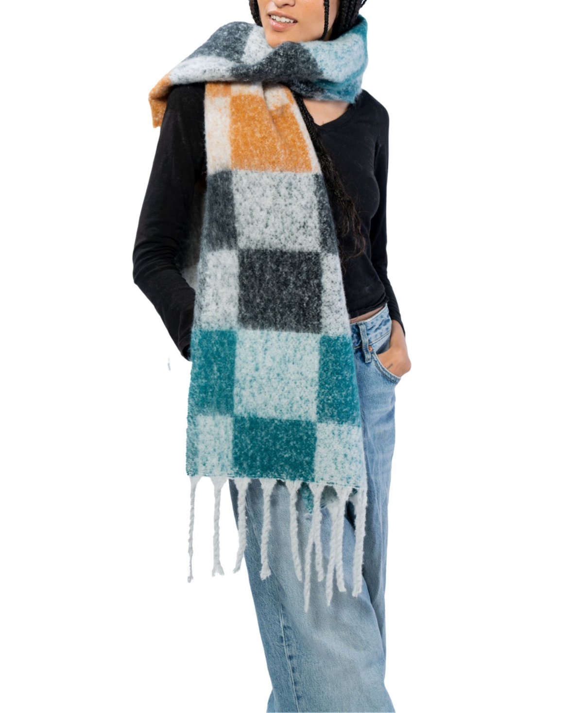 Marcus Adler Plaid Scarf In Burgendy