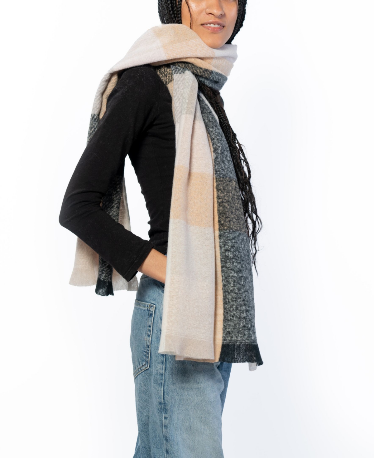 Marcus Adler Plaid Scarf In Black