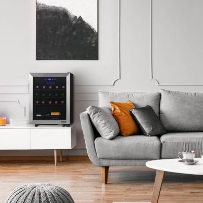 Freestanding 23 Bottle Compressor Wine Fridge in Stainless Steel, Adjustable Racks and Exterior Digital Thermostat