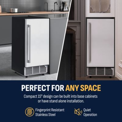 15" Undercounter Ice Maker, 80 lbs Daily Capacity, Built-in/Freestanding Design with Self-Cleaning & LED Controls