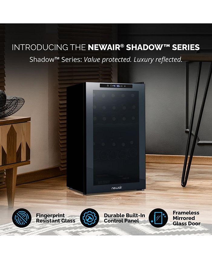 Newair Shadow Series Wine Cooler Refrigerator 33 Bottle Dual Temperature Zones, Freestanding