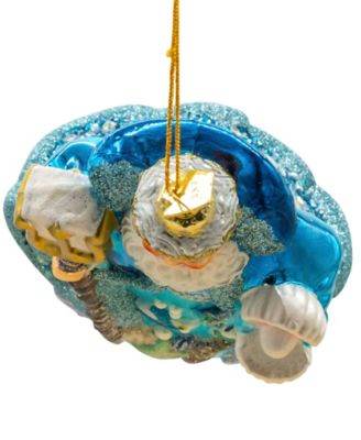 7" Bellissimo Glass Under The Sea Santa Ornament