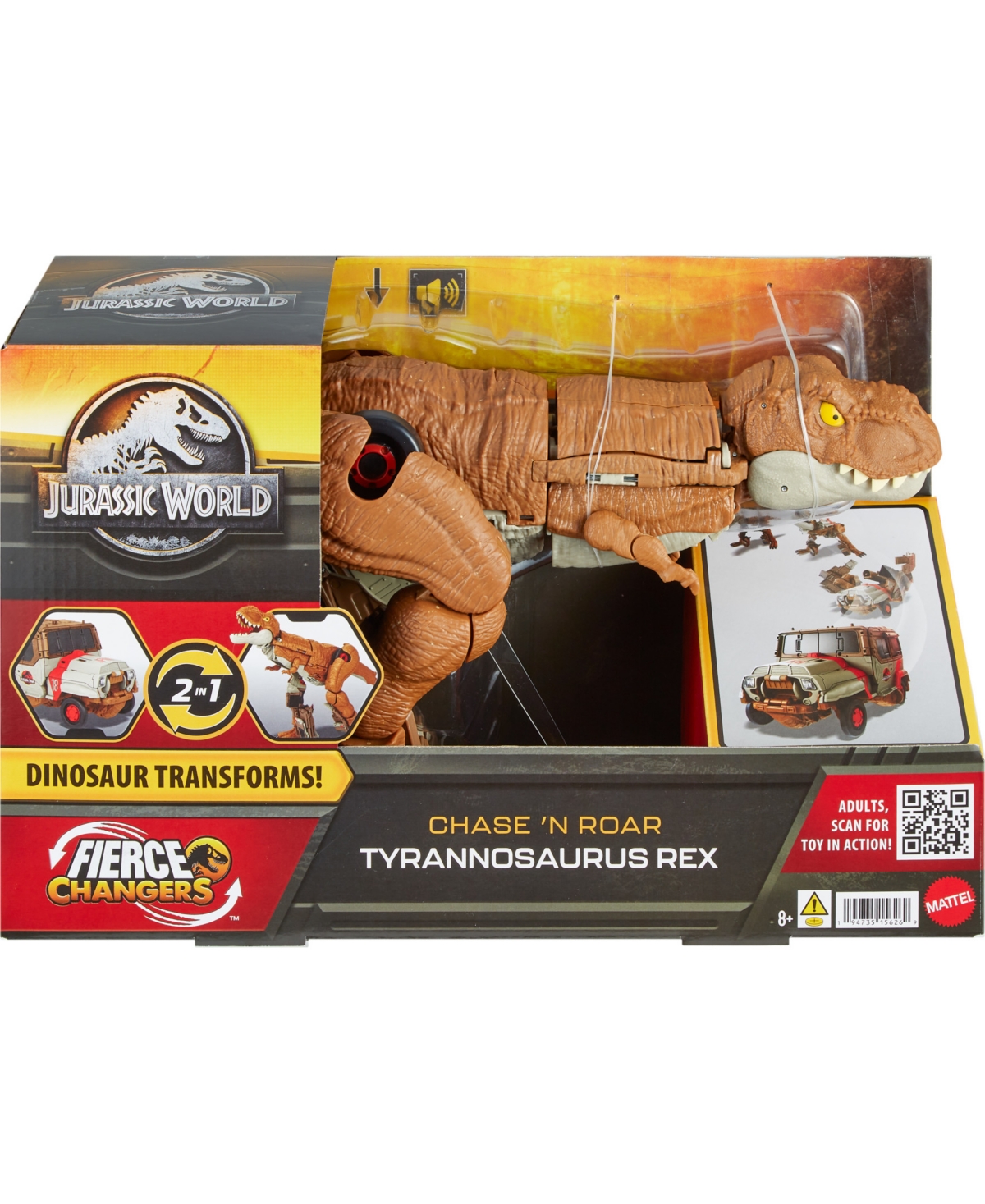 Shop Jurassic World Fierce Changers Chase 'n' Roar Tyrannosaurus Rex In Multi-color