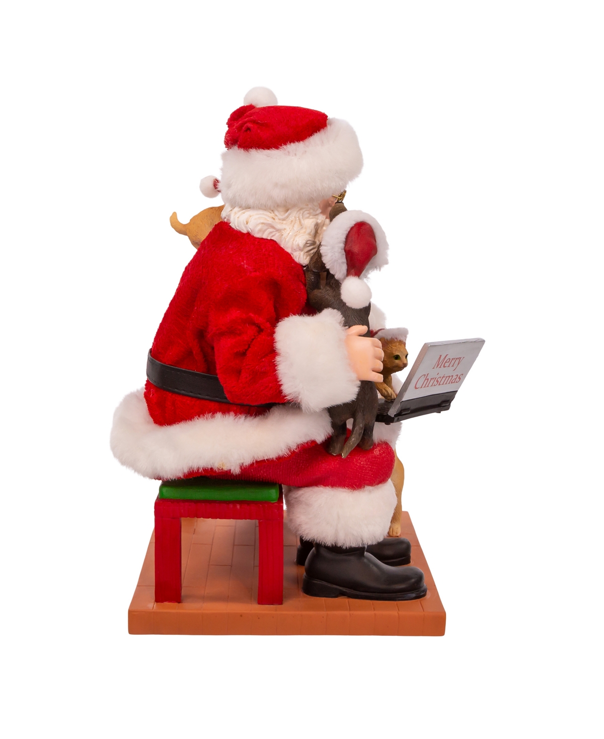 Kurt Adler Fabriche Santa with Laptop and Pets
