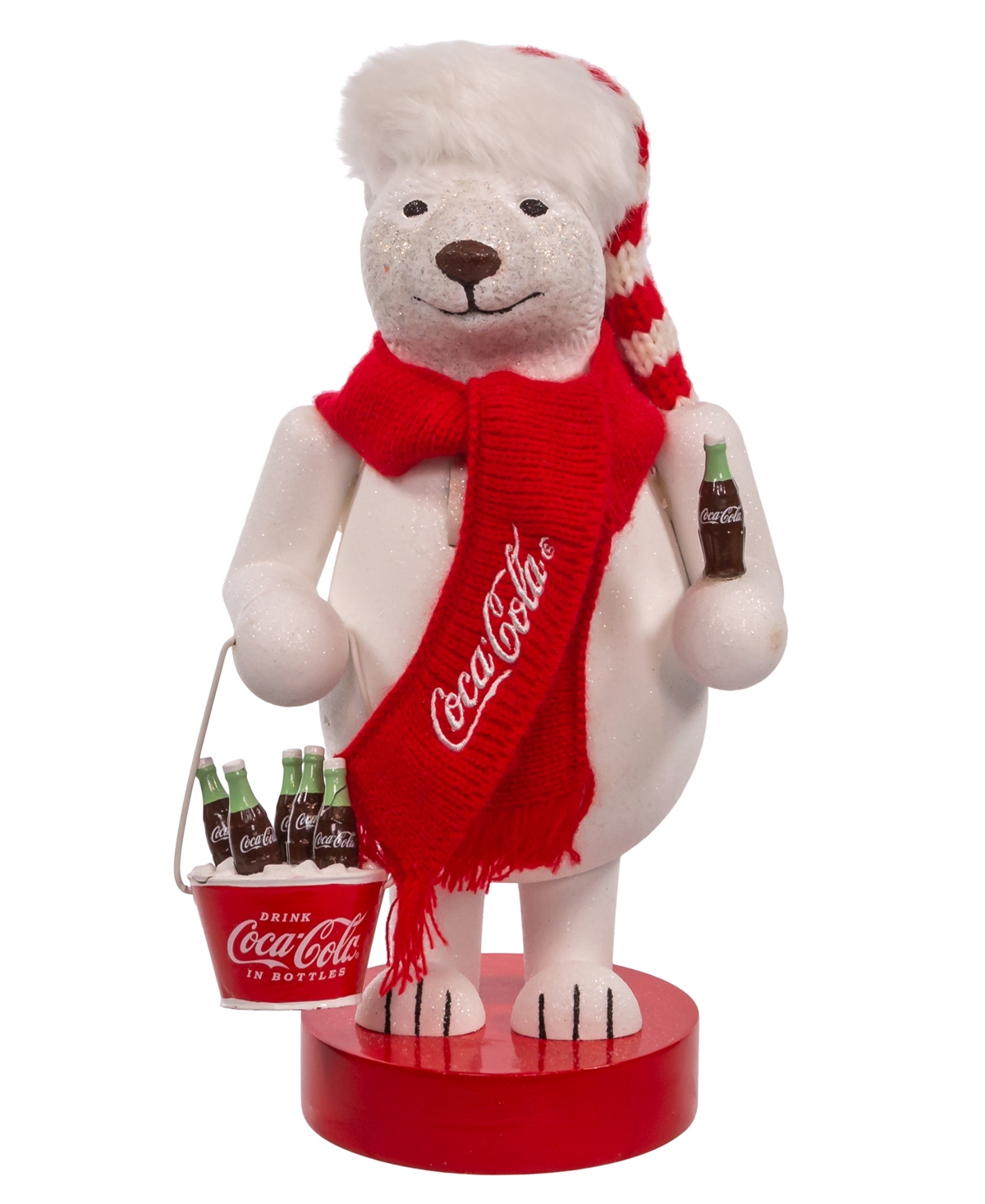 Kurt Adler 14" Coca-cola Polar Bear Nutcracker In Clear