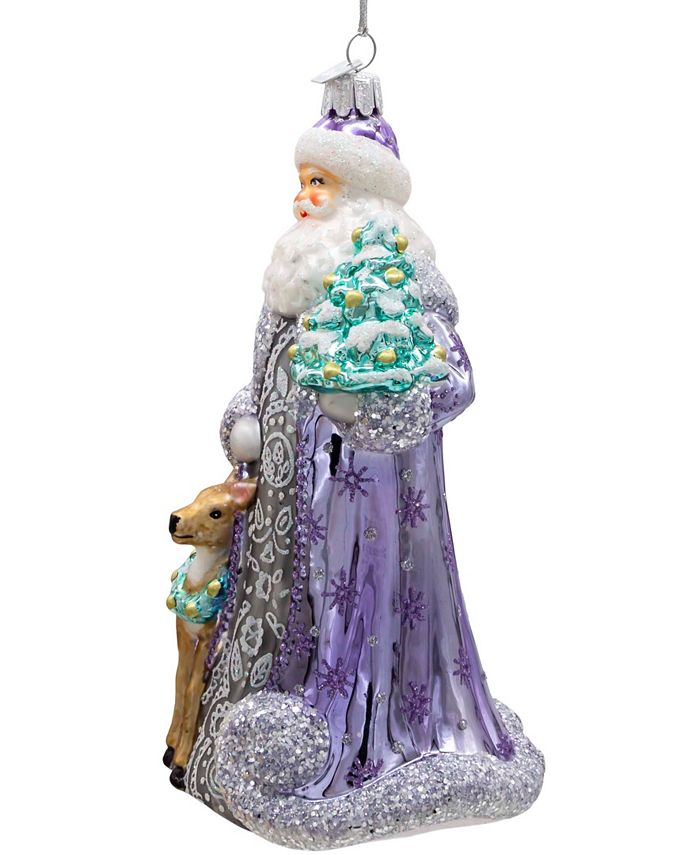 Decorazione Natalizia Kurt Adler – Ornamento Di Babbo Natale Con Orso Polare, Vetro E Glitter, 7 Pollici (18 Cm)