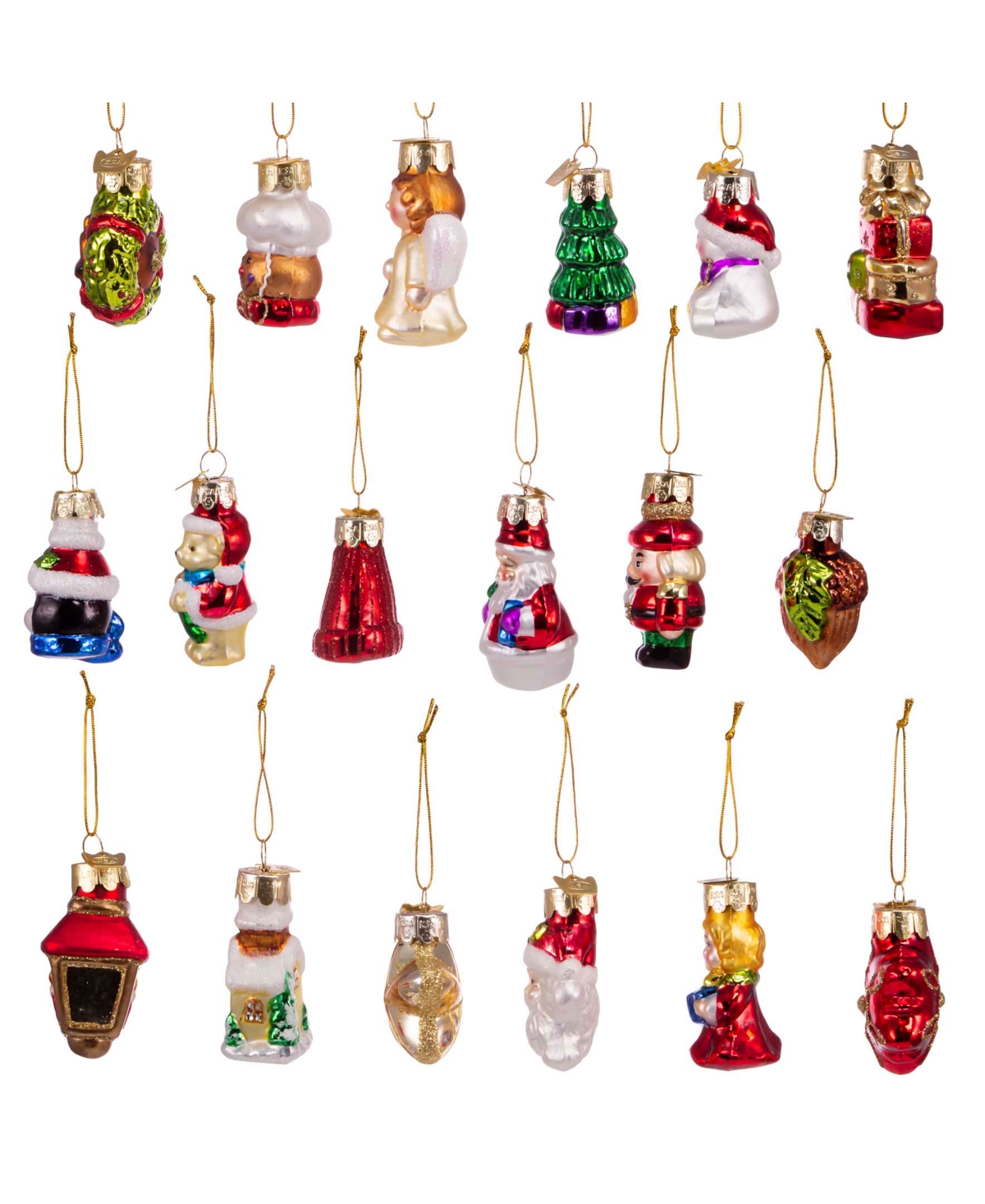 Kurt Adler 2-2.5" Mini Christmas Shape Glass Ornaments, 18 Piece Set In Clear