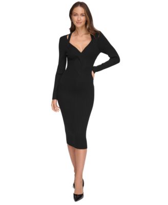DKNY - Women's Long-Sleeve Ribbed Bodycon Sweater Dress
