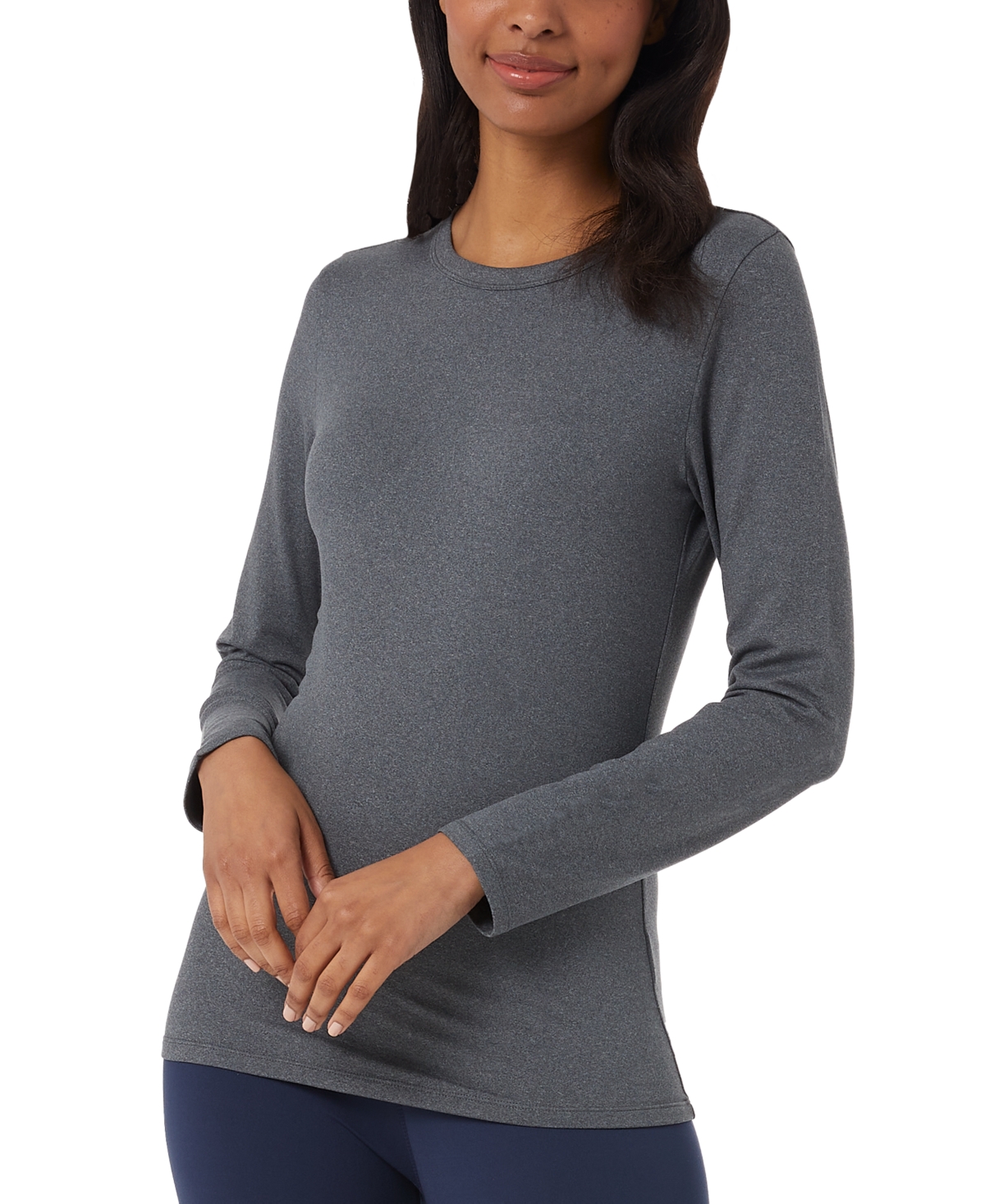 32 Degrees Women's Easy Wear Crewneck Top In Ht Charcoal